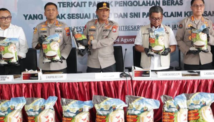 Polda Jatim Tangkap Pengoplos Beras Premium di Sidoarjo