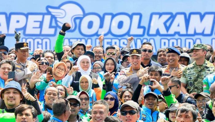Ribuan Ojol Hadiri Apel Jogo Jatim, Kapolri dan Khofifah: Terima Kasih atas Sinerginya!