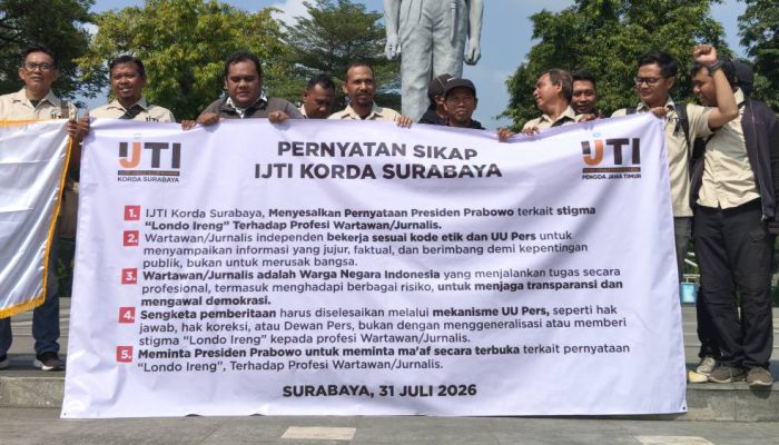 IJTI Surabaya Gelar Aksi Damai, Desak Prabowo Minta Maaf kepada Wartawan Indonesia